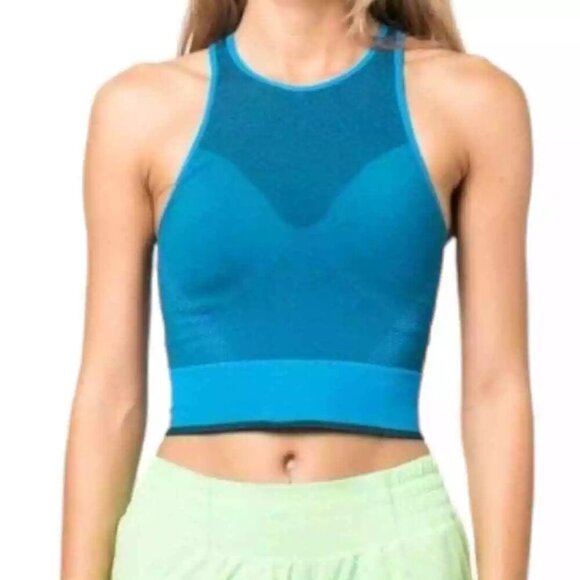 Lululemon Seamless Mesh Shelf-Bra Training Size 4 Blue - Picture 1 of 7